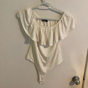 Mendocino, white, off-the-shoulders, body suit, L